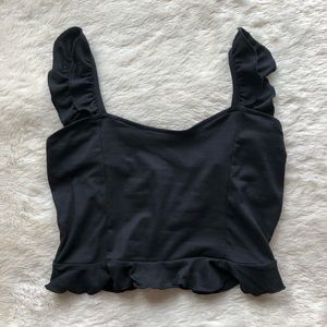 Black Ruffle Crop Top